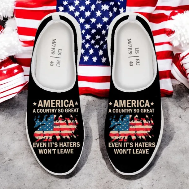 Men's Patriotic Breathable Slip-On Shoes - USA Flag Print Sneakers for Independence Day and Casual Wear