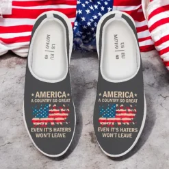 Men's Patriotic Breathable Slip-On Shoes - USA Flag Print Sneakers for Independence Day and Casual Wear