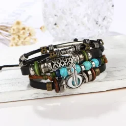 Men's 1PC Cuff Links Leather Bracelet Memory Wire Bracelets Gift Daily Classic Retro Punk Classic Black / Silver Red / Orange Light Brown