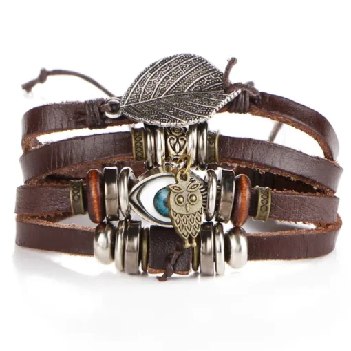 Men's 1PC Cuff Links Leather Bracelet Memory Wire Bracelets Gift Daily Classic Retro Punk Classic Black / Silver Red / Orange Light Brown