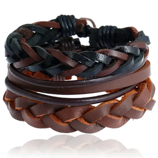 Men's 1PC Cuff Links Leather Bracelet Memory Wire Bracelets Gift Daily Classic Retro Punk Classic Black / Silver Red / Orange Light Brown