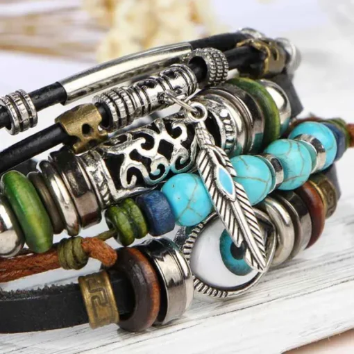Men's 1PC Cuff Links Leather Bracelet Memory Wire Bracelets Gift Daily Classic Retro Punk Classic Black / Silver Red / Orange Light Brown