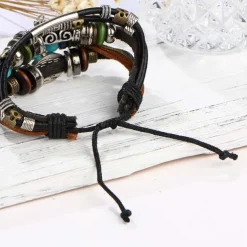 Men's 1PC Cuff Links Leather Bracelet Memory Wire Bracelets Gift Daily Classic Retro Punk Classic Black / Silver Red / Orange Light Brown
