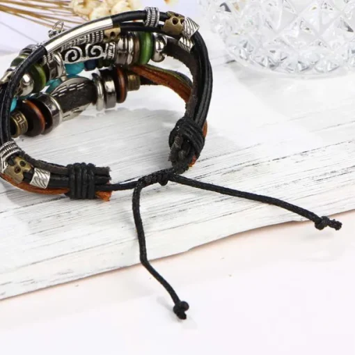 Men's 1PC Cuff Links Leather Bracelet Memory Wire Bracelets Gift Daily Classic Retro Punk Classic Black / Silver Red / Orange Light Brown