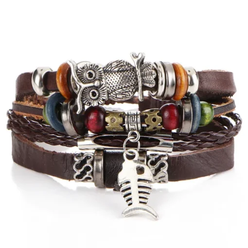 Men's 1PC Cuff Links Leather Bracelet Memory Wire Bracelets Gift Daily Classic Retro Punk Classic Black / Silver Red / Orange Light Brown