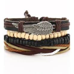 Men's 1PC Cuff Links Leather Bracelet Memory Wire Bracelets Gift Daily Classic Retro Punk Classic Black / Silver Red / Orange Light Brown