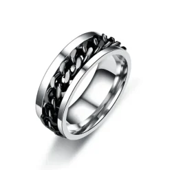 Men's 1PC Cuff Links Ring Gift Daily Classic Statement Silver Black Golden