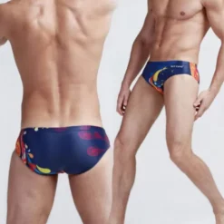 Men's 1pcs Swim Briefs Swimwear Basic 85% Polyester 15% Spandex Dropped Blue red Pink