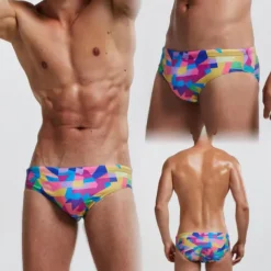 Men's 1pcs Swim Briefs Swimwear Basic 85% Polyester 15% Spandex Dropped Blue red Pink