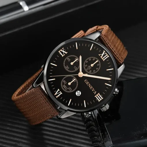 Men's 4pcs/Set Quartz Watch for Men Analog Quartz Retro Stylish Chronograph Alloy Nylon Sport Style Watches