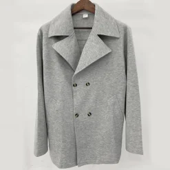 Men's Peacoat Trench Coat Daily Vacation Fall & Winter Polyester Thermal Warm Outerwear Clothing Apparel Fashion Classic Plain Pocket Lapel Double Breasted