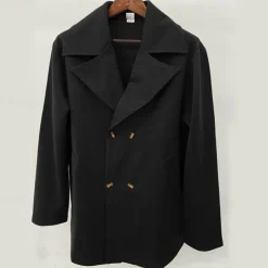 Men's Peacoat Trench Coat Daily Vacation Fall & Winter Polyester Thermal Warm Outerwear Clothing Apparel Fashion Classic Plain Pocket Lapel Double Breasted