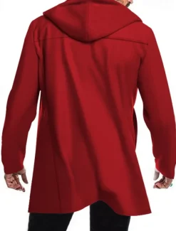 Men's Peacoat Trench Coat Daily Vacation Fall & Winter Polyester Soft Outerwear Clothing Apparel Fashion Classic Plain Pocket Hooded Double Breasted