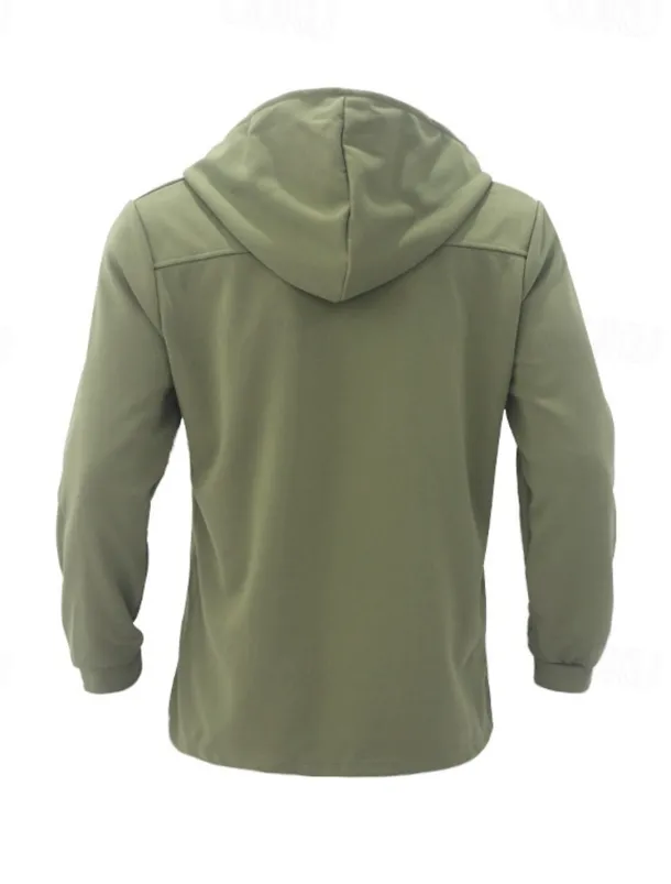 Men's Peacoat Trench Coat Daily Vacation Fall & Winter Polyester Soft Outerwear Clothing Apparel Fashion Classic Plain Pocket Hooded Double Breasted