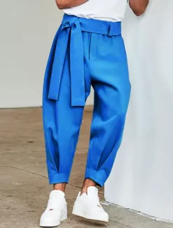 Men's Pink Pants Cropped Pants Harem Pants Casual Pants Pocket Elastic Waist Plain Comfort Breathable Ankle-Length Casual Daily Holiday Stylish Classic Style Black Pink