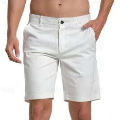 Men's Pink Shorts Shorts Summer Shorts Work Shorts Button Pocket Plain Wearable Short Outdoor Daily Fashion Classic Black White