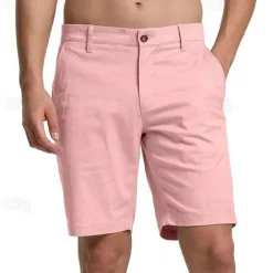 Men's Pink Shorts Shorts Summer Shorts Work Shorts Button Pocket Plain Wearable Short Outdoor Daily Fashion Classic Black White