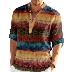 Men's Plaid / Check Patchwork Geometric Pattern Shirt Button Up Shirt Long Sleeve Fashion Streetwear Designer Casual Going out Summer Spring Fall Stand Collar Print Khaki+Khaki Black White Yellow