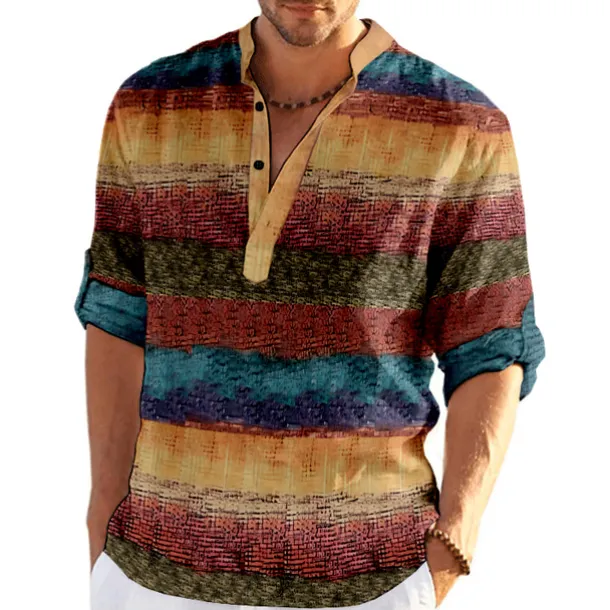 Men's Plaid / Check Patchwork Geometric Pattern Shirt Button Up Shirt Long Sleeve Fashion Streetwear Designer Casual Going out Summer Spring Fall Stand Collar Print Khaki+Khaki Black White Yellow