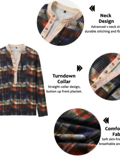 Men's Plaid Graphic Prints Sweatshirt Pullover Long Sleeve Sweatshirt V Neck Henley Collar Designer Basic Casual 3D Print Sports & Outdoor Casual Daily Print Spring & Fall