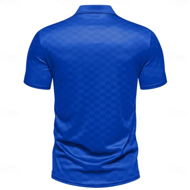 Men's Plaid Polo Short Sleeve Polo Shirts Collared Shirts Business Casual School Outdoor Daily Wear 3D Print Summer Blue Dark Green Purple