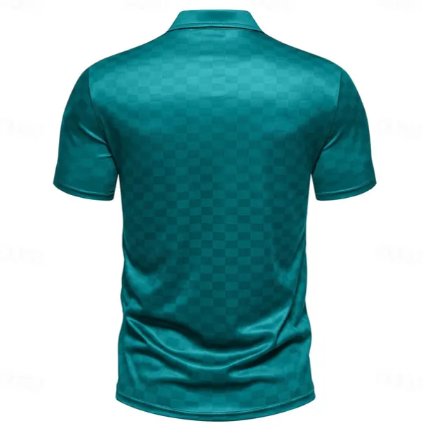 Men's Plaid Polo Short Sleeve Polo Shirts Collared Shirts Business Casual School Outdoor Daily Wear 3D Print Summer Blue Dark Green Purple