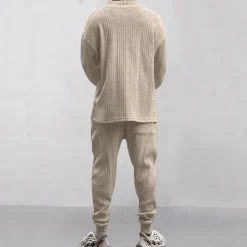 Men's Plain Basic Sweatshirts Sweatshirt Tracksuit Sweatsuit Long Sleeve Sweatshirt V Neck Streetwear Basic Casual Sports & Outdoor Daily Holiday 2 Piece Fall & Winter