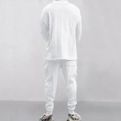 Men's Plain Basic Sweatshirts Sweatshirt Tracksuit Sweatsuit Long Sleeve Sweatshirt V Neck Streetwear Basic Casual Sports & Outdoor Daily Holiday 2 Piece Fall & Winter