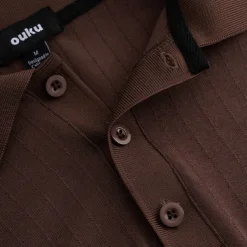 Men's Polo Golf Shirt Casual Holiday Ribbed Polo Collar Short Sleeve Fashion Basic Stripe Plain Button Quick Dry Summer Regular Fit Light Blue White Purple Khaki Polo