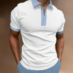 Men's Polo Golf Shirt Outdoor Street Lapel Short Sleeve Fashion Casual Color Block Spring & Summer Regular Fit Pink Sky Blue Khaki Polo