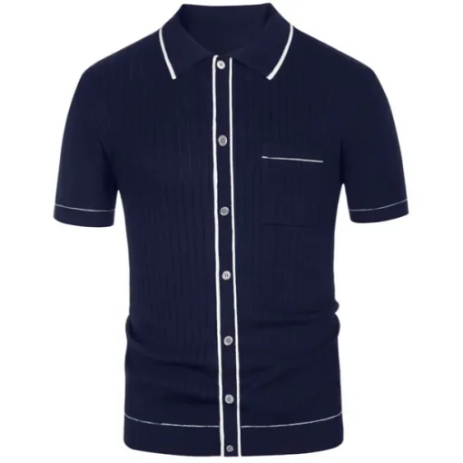 Men's Polo Knit Polo Sweater Business Casual Lapel Short Sleeve Modern Old Money Style Solid / Plain Color Button Front Summer Dark Navy Green Rose Red Polo