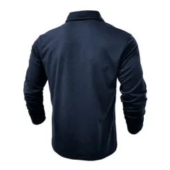 Men's Polo Shirt Button Up Polos Casual Sports Lapel Long Sleeve Fashion Basic Plain Button Pocket Spring & Fall Regular Fit Black White Army Green Red Navy Blue Dark Green Polo Shirt