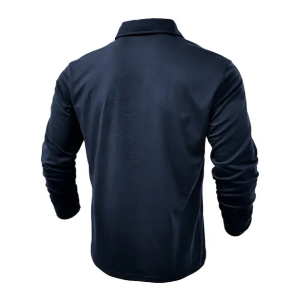 Men's Polo Shirt Button Up Polos Casual Sports Lapel Long Sleeve Fashion Basic Plain Button Pocket Spring & Fall Regular Fit Black White Army Green Red Navy Blue Dark Green Polo Shirt