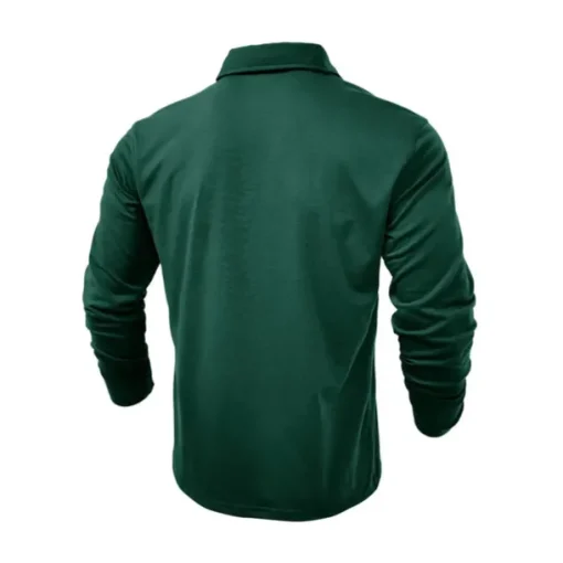Men's Polo Shirt Button Up Polos Casual Sports Lapel Long Sleeve Fashion Basic Plain Button Pocket Spring & Fall Regular Fit Black White Army Green Red Navy Blue Dark Green Polo Shirt