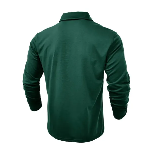 Men's Polo Shirt Button Up Polos Casual Sports Lapel Long Sleeve Fashion Basic Plain Button Pocket Spring & Fall Regular Fit Black White Army Green Red Navy Blue Dark Green Polo Shirt