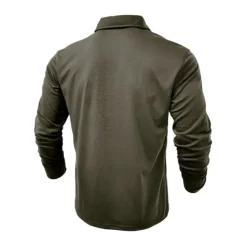 Men's Polo Shirt Button Up Polos Casual Sports Lapel Long Sleeve Fashion Basic Plain Button Pocket Spring & Fall Regular Fit Black White Army Green Red Navy Blue Dark Green Polo Shirt
