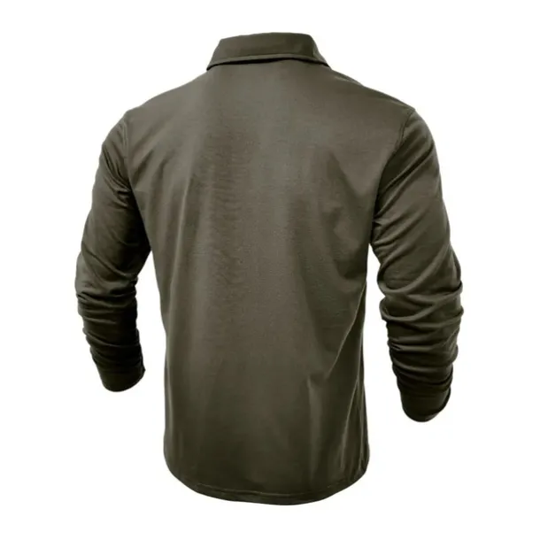 Men's Polo Shirt Button Up Polos Casual Sports Lapel Long Sleeve Fashion Basic Plain Button Pocket Spring & Fall Regular Fit Black White Army Green Red Navy Blue Dark Green Polo Shirt