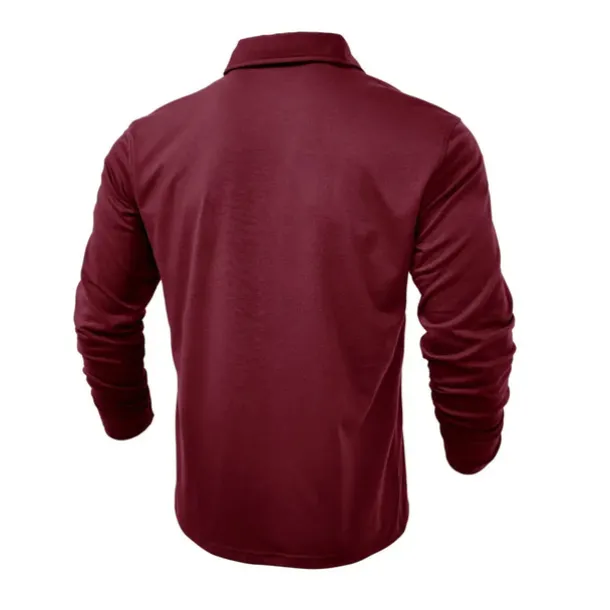 Men's Polo Shirt Button Up Polos Casual Sports Lapel Long Sleeve Fashion Basic Plain Button Pocket Spring & Fall Regular Fit Black White Army Green Red Navy Blue Dark Green Polo Shirt
