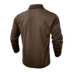 Men's Polo Shirt Button Up Polos Casual Sports Lapel Long Sleeve Fashion Basic Plain Button Pocket Spring & Fall Regular Fit Black White Army Green Red Navy Blue Dark Green Polo Shirt