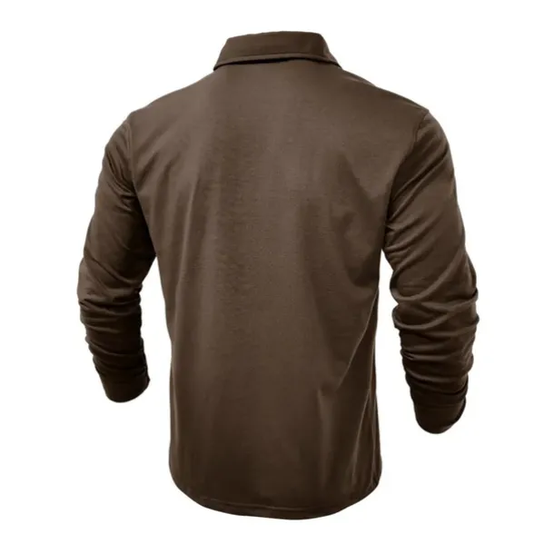 Men's Polo Shirt Button Up Polos Casual Sports Lapel Long Sleeve Fashion Basic Plain Button Pocket Spring & Fall Regular Fit Black White Army Green Red Navy Blue Dark Green Polo Shirt