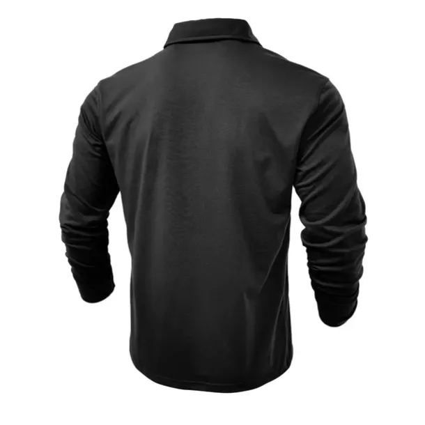 Men's Polo Shirt Button Up Polos Casual Sports Lapel Long Sleeve Fashion Basic Plain Button Pocket Spring & Fall Regular Fit Black White Army Green Red Navy Blue Dark Green Polo Shirt