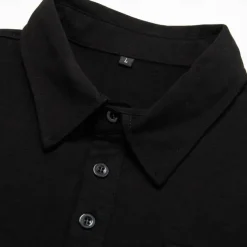 Men's Polo Shirt Button Up Polos Casual Sports Lapel Long Sleeve Fashion Basic Plain Button Pocket Spring & Fall Regular Fit Black White Army Green Red Navy Blue Dark Green Polo Shirt