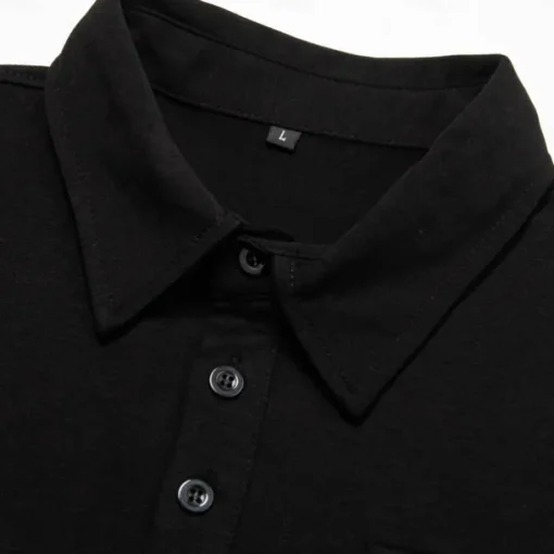 Men's Polo Shirt Button Up Polos Casual Sports Lapel Long Sleeve Fashion Basic Plain Button Pocket Spring & Fall Regular Fit Black White Army Green Red Navy Blue Dark Green Polo Shirt