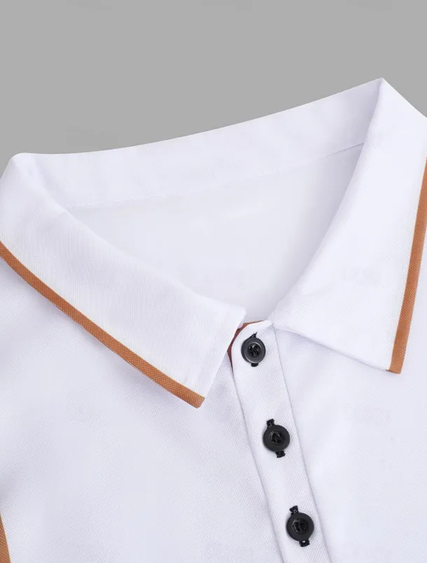 Men's Polo Shirt Button Up Polos Casual Sports Lapel Short Sleeve Fashion Basic Color Block Patchwork Summer Regular Fit Black White Red Navy Blue Dark Green Polo Shirt