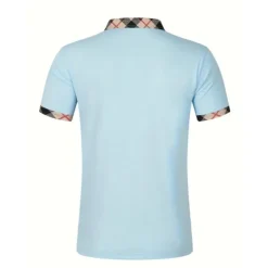 Men's Polo Shirt Button Up Polos Casual Holiday Lapel Short Sleeve Fashion Basic Plaid Color Block Patchwork Summer Regular Fit Black White Red Navy Blue Sky Blue Beige Polo Shirt