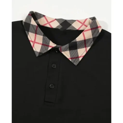 Men's Polo Shirt Button Up Polos Casual Holiday Lapel Short Sleeve Fashion Basic Plaid Color Block Patchwork Summer Regular Fit Black White Red Navy Blue Sky Blue Beige Polo Shirt