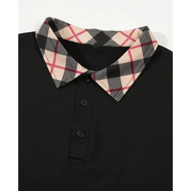 Men's Polo Shirt Button Up Polos Casual Holiday Lapel Short Sleeve Fashion Basic Plaid Color Block Patchwork Summer Regular Fit Black White Red Navy Blue Sky Blue Beige Polo Shirt