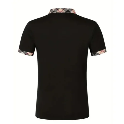 Men's Polo Shirt Button Up Polos Casual Holiday Lapel Short Sleeve Fashion Basic Plaid Color Block Patchwork Summer Regular Fit Black White Red Navy Blue Sky Blue Beige Polo Shirt