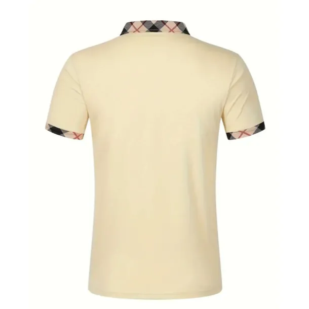 Men's Polo Shirt Button Up Polos Casual Holiday Lapel Short Sleeve Fashion Basic Plaid Color Block Patchwork Summer Regular Fit Black White Red Navy Blue Sky Blue Beige Polo Shirt