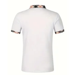 Men's Polo Shirt Button Up Polos Casual Holiday Lapel Short Sleeve Fashion Basic Plaid Color Block Patchwork Summer Regular Fit Black White Red Navy Blue Sky Blue Beige Polo Shirt